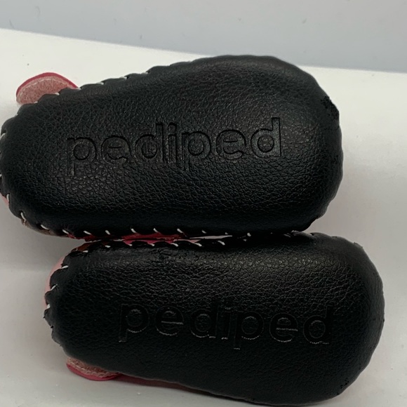 Pediped Pink & Brown Stripe Leather Crib Shoes 0-6m - Picture 6 of 7